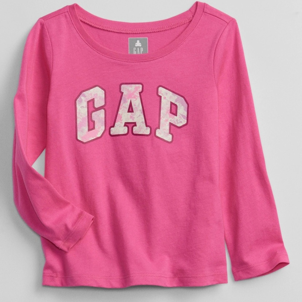 NWT Baby GAP Pink Long Sleeve Basic Logo Shirt - Size 6 to 12 Months